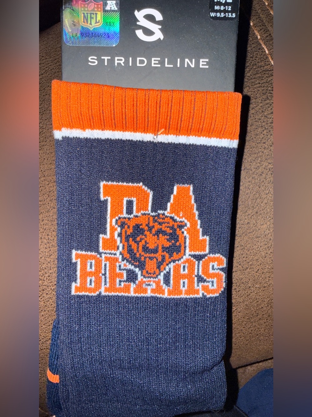 Strideline Chicago Bears Premium Knit Crew Socks Size M (8-12), W (9.5-13)